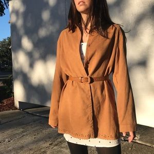 SOLD. Vintage brown suede button up